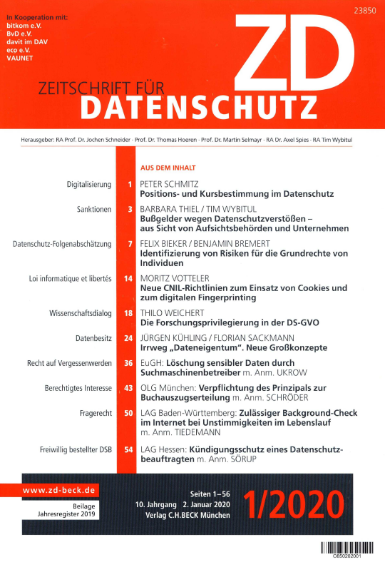 Zeitschrift für Datenschutz